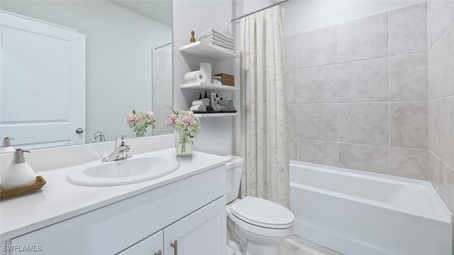 4135 Peaceful River Ln, Fort Myers, FL 33905 - full bathroom featuring toilet, vanity, and shower / tub combo with curtain