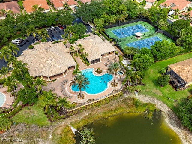 15137 Cortona Way, Naples, FL 34120 - aerial view of residential area with a pool area