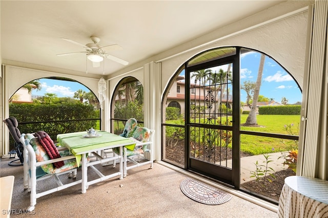 27771 Hacienda E Blvd Unit 223A, Bonita Springs, FL 34135 - sunroom / solarium with a ceiling fan and outdoor dining area