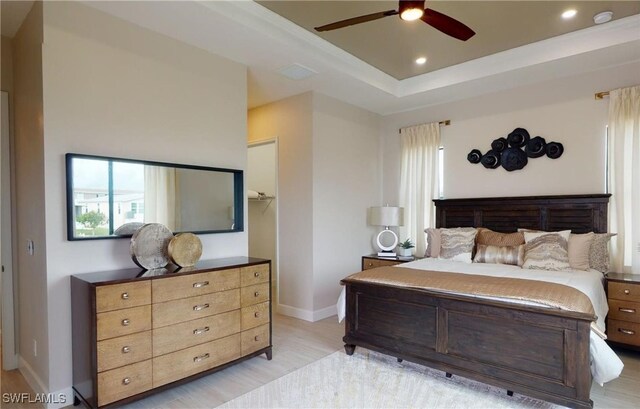 4426 Vasco St, Punta Gorda, FL 33950 - bedroom featuring light wood-style flooring, baseboards, ceiling fan, and recessed lighting