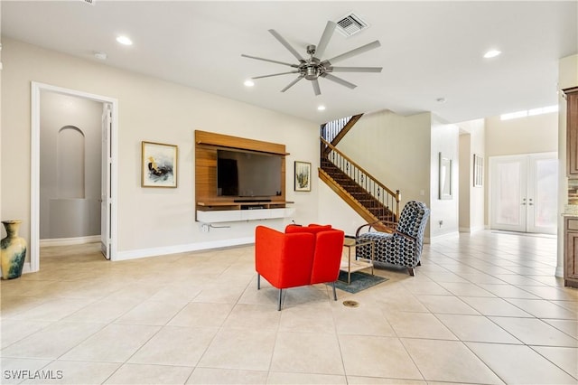 11164 Sparkleberry Dr, Fort Myers, FL 33913 - living room with ceiling fan, light tile patterned floors, recessed lighting, and baseboards