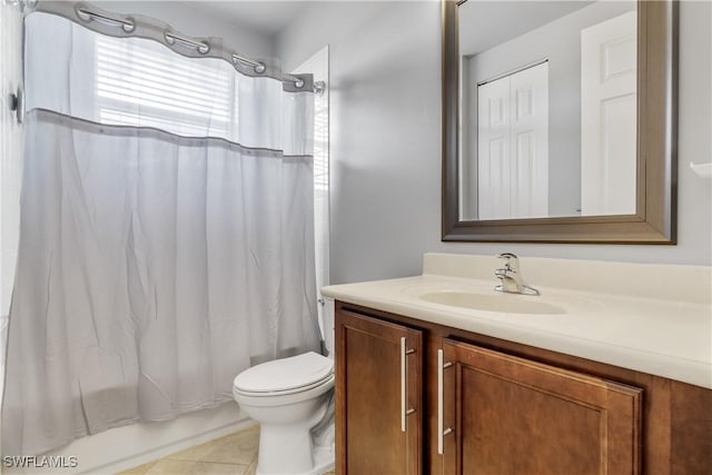 11164 Sparkleberry Dr, Fort Myers, FL 33913 - full bath with vanity, toilet, shower / bath combination with curtain, and tile patterned floors