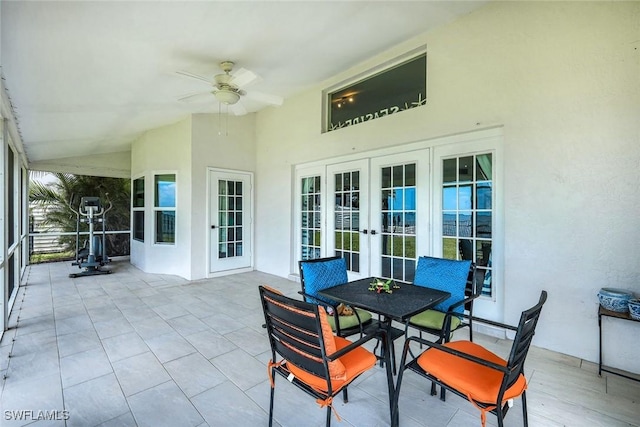 2250 SE 28th St, Cape Coral, FL 33904 - view of patio / terrace with french doors, ceiling fan, and outdoor dining area