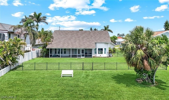 2250 SE 28th St, Cape Coral, FL 33904 - rear view of house featuring a sunroom and stucco siding