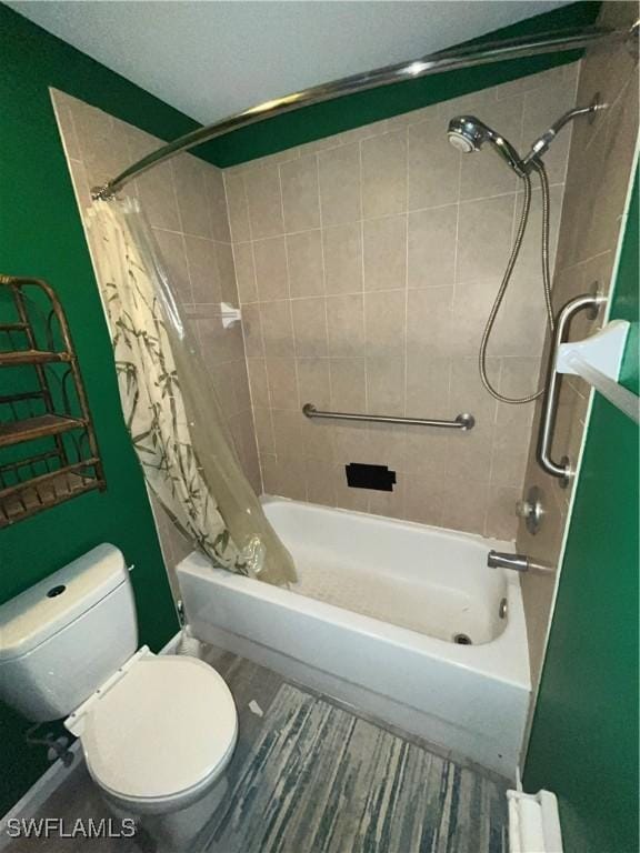 4767/4765 22nd St SW, Lehigh Acres, FL 33973 - bathroom featuring shower / bathtub combination with curtain and toilet