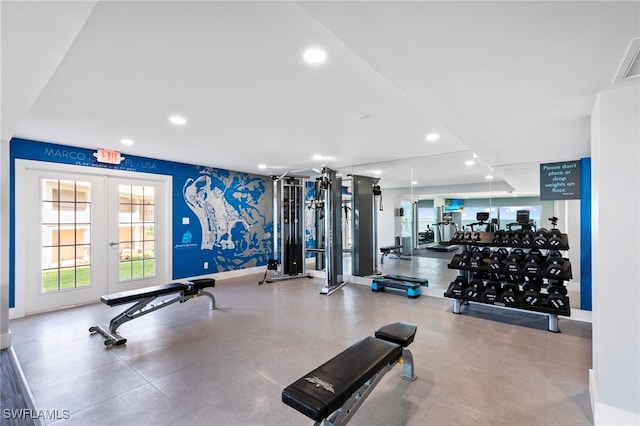 1080 S Collier Blvd Unit 103, Marco Island, FL 34145 - exercise room with french doors, recessed lighting, and baseboards