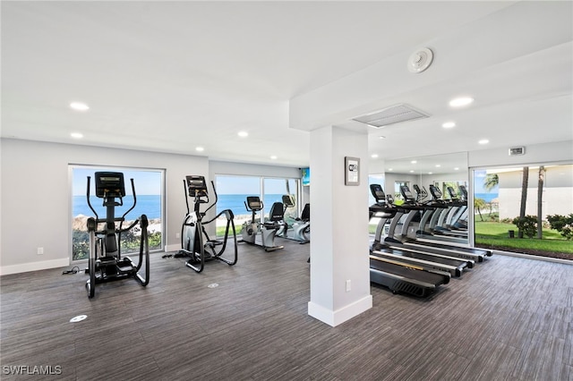 1080 S Collier Blvd Unit 103, Marco Island, FL 34145 - workout area featuring baseboards, recessed lighting, and wood finished floors