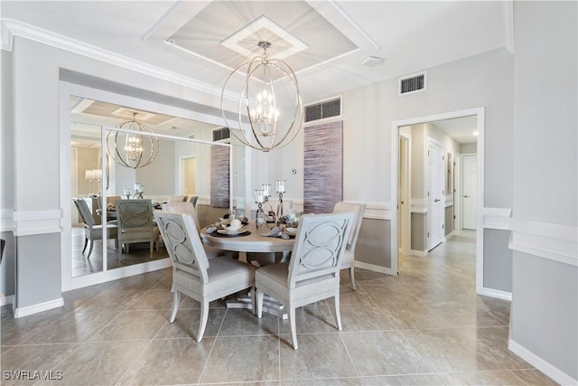 14826 Birchwood Ct Unit 6711, Punta Gorda, FL 33955 - dining room with a chandelier, light tile patterned flooring, and crown molding