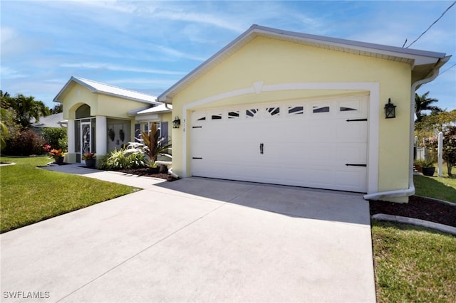 516 SE 14th Ter, Cape Coral, FL 33990 - ranch-style home featuring driveway, a front lawn, an attached garage, and stucco siding