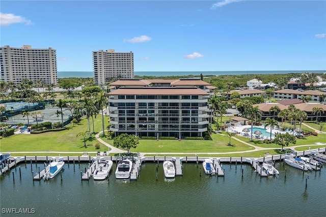 591 Seaview Ct Unit A306, Marco Island, FL 34145 - drone / aerial view of a large body of water and apartment complex