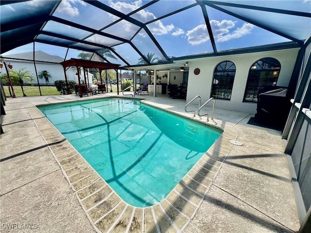 40 Ortona St, Lehigh Acres, FL 33936 - outdoor pool with a patio, a lanai, and ceiling fan