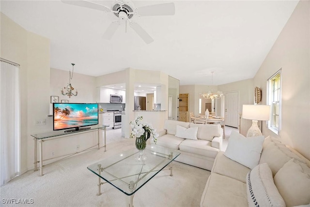 13247 Sherburne Cir Unit 1901, Bonita Springs, FL 34135 - living room with a chandelier and ceiling fan