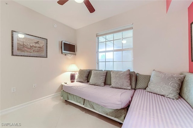 10800 Palazzo Way Unit 204, Fort Myers, FL 33913 - living area featuring a ceiling fan, baseboards, and tile patterned flooring