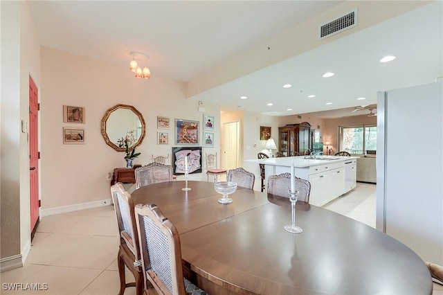 10800 Palazzo Way Unit 204, Fort Myers, FL 33913 - dining room featuring recessed lighting, light tile patterned floors, baseboards, and a ceiling fan