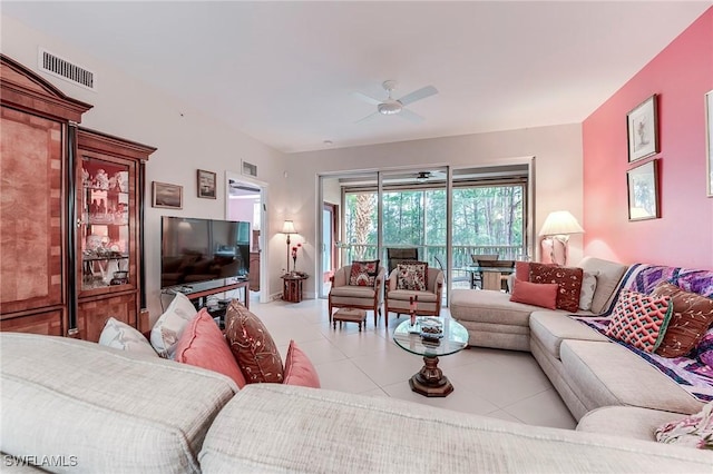 10800 Palazzo Way Unit 204, Fort Myers, FL 33913 - living room featuring a ceiling fan and light tile patterned flooring