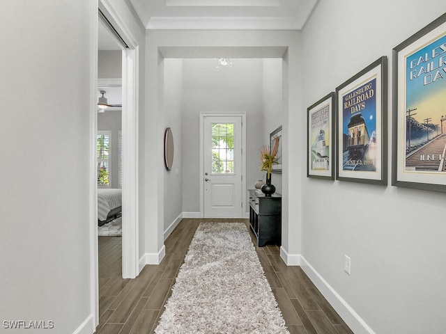 6478 Warwick Ave, Naples, FL 34113 - foyer entrance featuring dark wood finished floors and baseboards