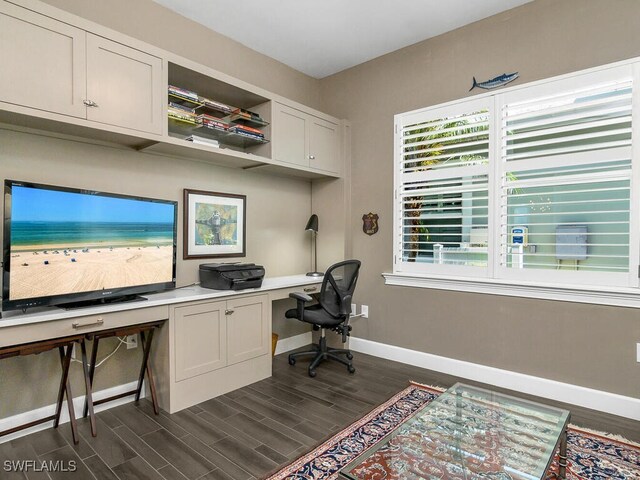 6478 Warwick Ave, Naples, FL 34113 - office space featuring baseboards, dark wood-type flooring, and built in desk