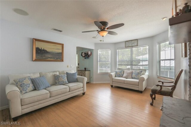 20433 Fern Cir, North Fort Myers, FL 33917 - living room with a ceiling fan and light wood finished floors