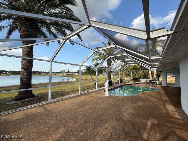 2803 E 5th St, Lehigh Acres, FL 33972 - outdoor pool with a water view, a patio, and glass enclosure