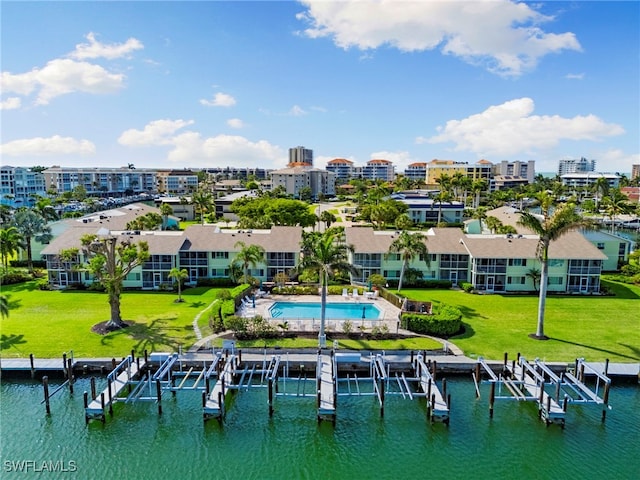 860 Panama Ct Unit 107, Marco Island, FL 34145 - bird's eye view of a nearby body of water and a pool