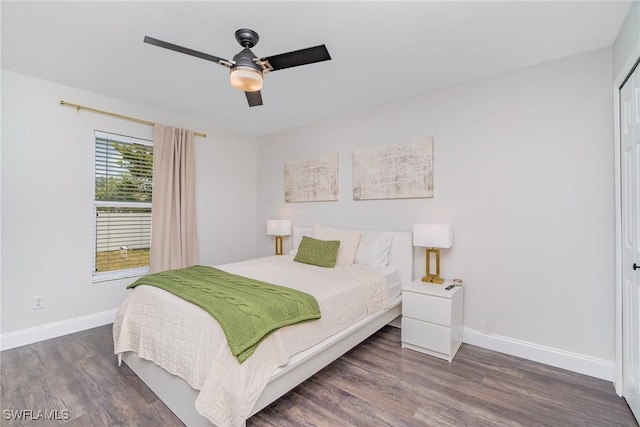 2310 SW 17th St, Cape Coral, FL 33991 - bedroom featuring baseboards, wood finished floors, ceiling fan, and a closet