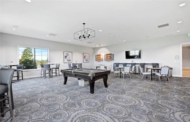 6600 Legacy Way, Ave Maria, FL 34142 - recreation room featuring carpet flooring, recessed lighting, baseboards, and billiards table