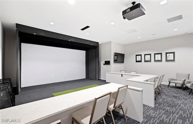 6600 Legacy Way, Ave Maria, FL 34142 - cinema with dark colored carpet, recessed lighting, golf simulator, and baseboards