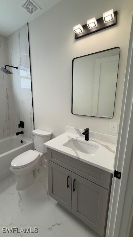 4619 7th St W, Lehigh Acres, FL 33971 - full bathroom with vanity, marble finish flooring, toilet, and shower / tub combination