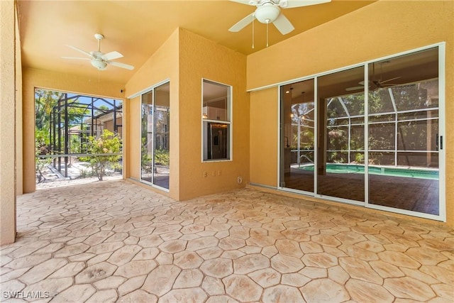 3519 Heron Cove Ct, Bonita Springs, FL 34134 - view of patio / terrace featuring ceiling fan, glass enclosure, and an outdoor pool