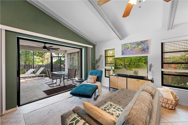 663 110th Ave N, Naples, FL 34108 - sitting room featuring ceiling fan, light tile patterned floors, and a sunroom