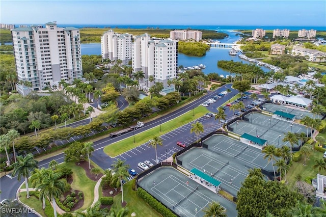 430 Cove Tower Dr Unit 501, Naples, FL 34110 - drone / aerial view of a nearby body of water and apartment complex / building