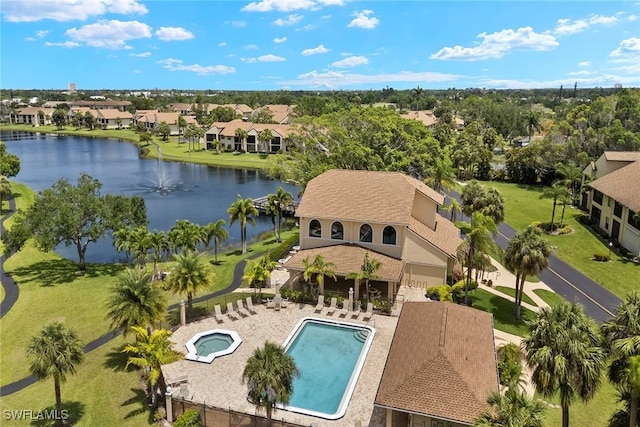 8411 Charter Club Cir Unit 1, Fort Myers, FL 33919 - aerial perspective of suburban area featuring a large body of water and a pool