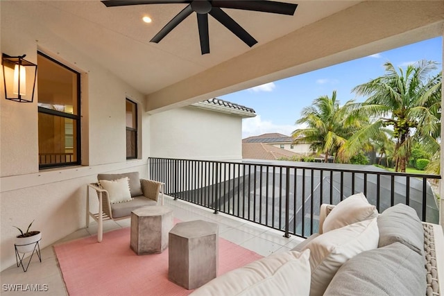 4083 Aspen Chase Dr, Naples, FL 34119 - balcony with an outdoor living space and a ceiling fan