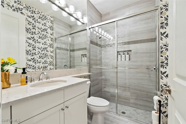 4083 Aspen Chase Dr, Naples, FL 34119 - bathroom with toilet, vanity, and a shower stall