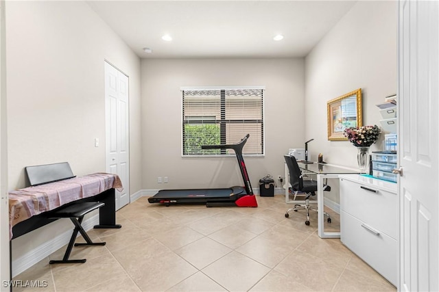 11704 Stonecreek Cir, Fort Myers, FL 33913 - office area with light tile patterned floors, recessed lighting, and baseboards