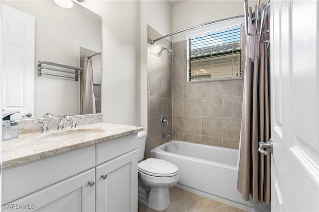 11704 Stonecreek Cir, Fort Myers, FL 33913 - full bathroom with toilet, shower / tub combo with curtain, vanity, and tile patterned floors