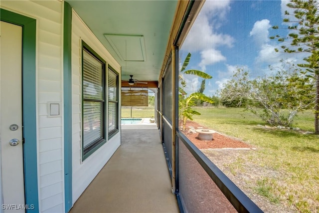 4149 Shellcrest Rd, Saint James City, FL 33956 - balcony featuring ceiling fan and view of pool area