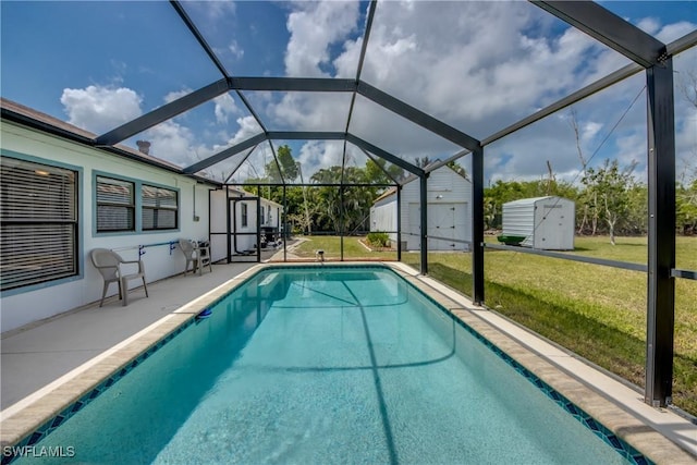 4149 Shellcrest Rd, Saint James City, FL 33956 - swimming pool featuring a lawn, a patio, and a lanai