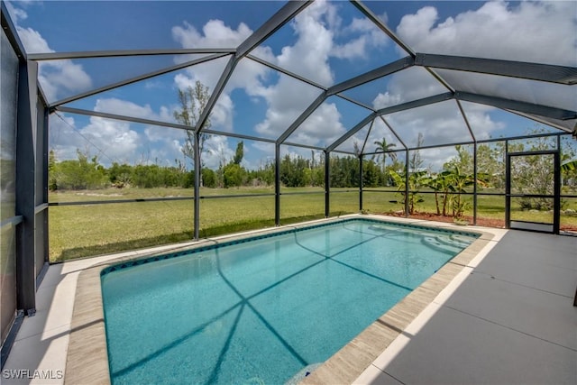 4149 Shellcrest Rd, Saint James City, FL 33956 - outdoor pool with a lanai, a patio, and a lawn