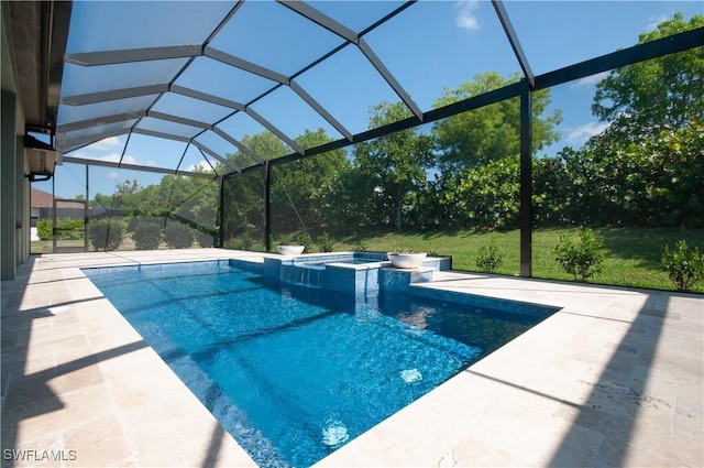 14302 Charthouse Cir, Naples, FL 34114 - view of swimming pool with a pool with connected hot tub, a patio area, and a lanai