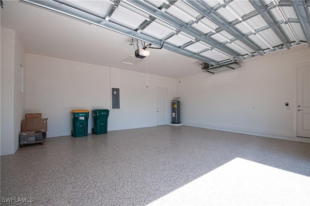 14302 Charthouse Cir, Naples, FL 34114 - garage with water heater, electric panel, and a garage door opener