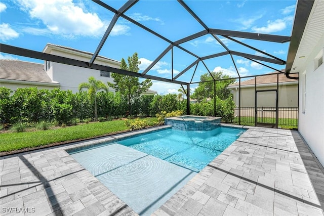 28086 Captiva Shell Loop, Bonita Springs, FL 34135 - view of pool with a patio, a pool with connected hot tub, and glass enclosure