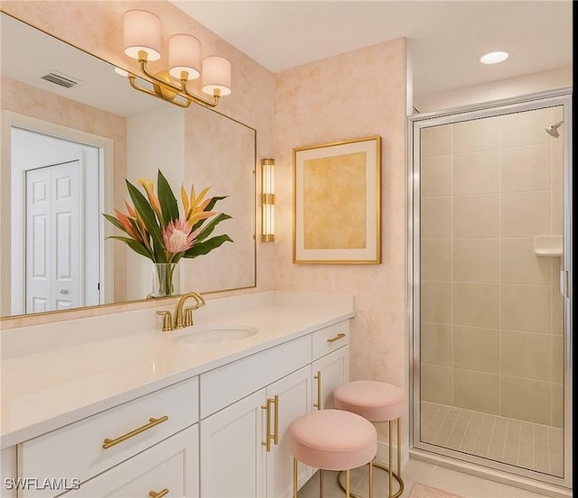 43981 Boardwalk Loop Unit 2225, Punta Gorda, FL 33982 - full bathroom with vanity, a shower stall, and recessed lighting
