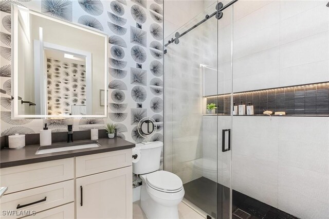 160 SW 52nd Ter, Cape Coral, FL 33914 - full bathroom with toilet, vanity, and a shower stall