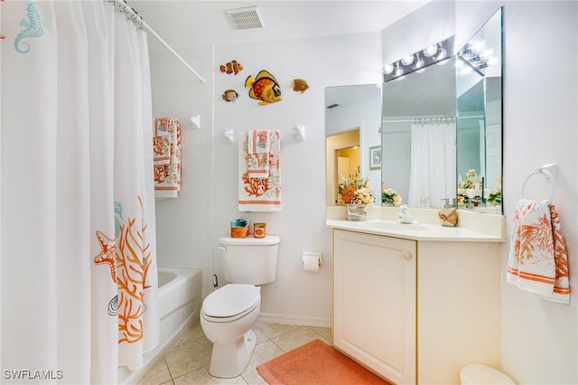 4011 Palm Tree Blvd Unit 208, Cape Coral, FL 33904 - bathroom featuring toilet, tile patterned flooring, vanity, and shower / tub combo