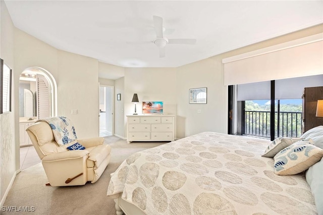 6500 Valen Way Unit A402, Naples, FL 34108 - bedroom featuring access to outside, carpet flooring, baseboards, and a ceiling fan