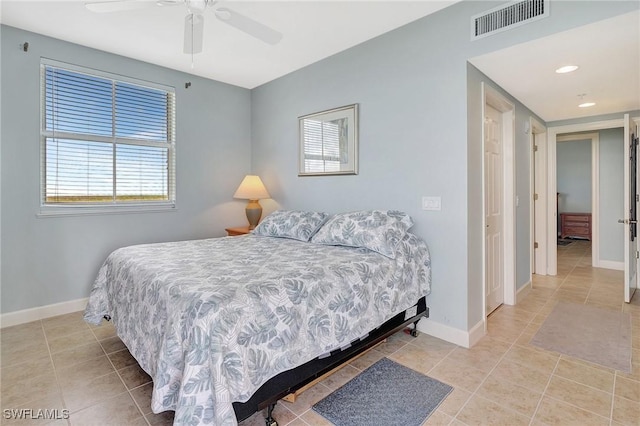 3191 Matecumbe Key Rd Unit 607, Punta Gorda, FL 33955 - bedroom featuring tile patterned flooring, recessed lighting, and a ceiling fan