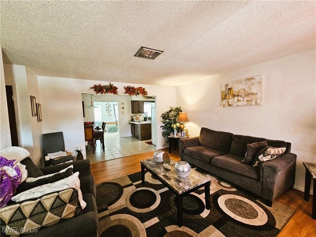 1112 Evanston St, Sebring, FL 33870 - living room featuring wood finished floors and a textured ceiling