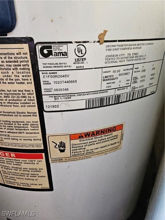 1112 Evanston St, Sebring, FL 33870 - detailed view of water heater