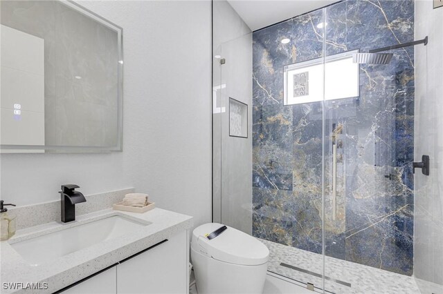 149 SE 21st St, Cape Coral, FL 33990 - full bath featuring vanity, a marble finish shower, and toilet